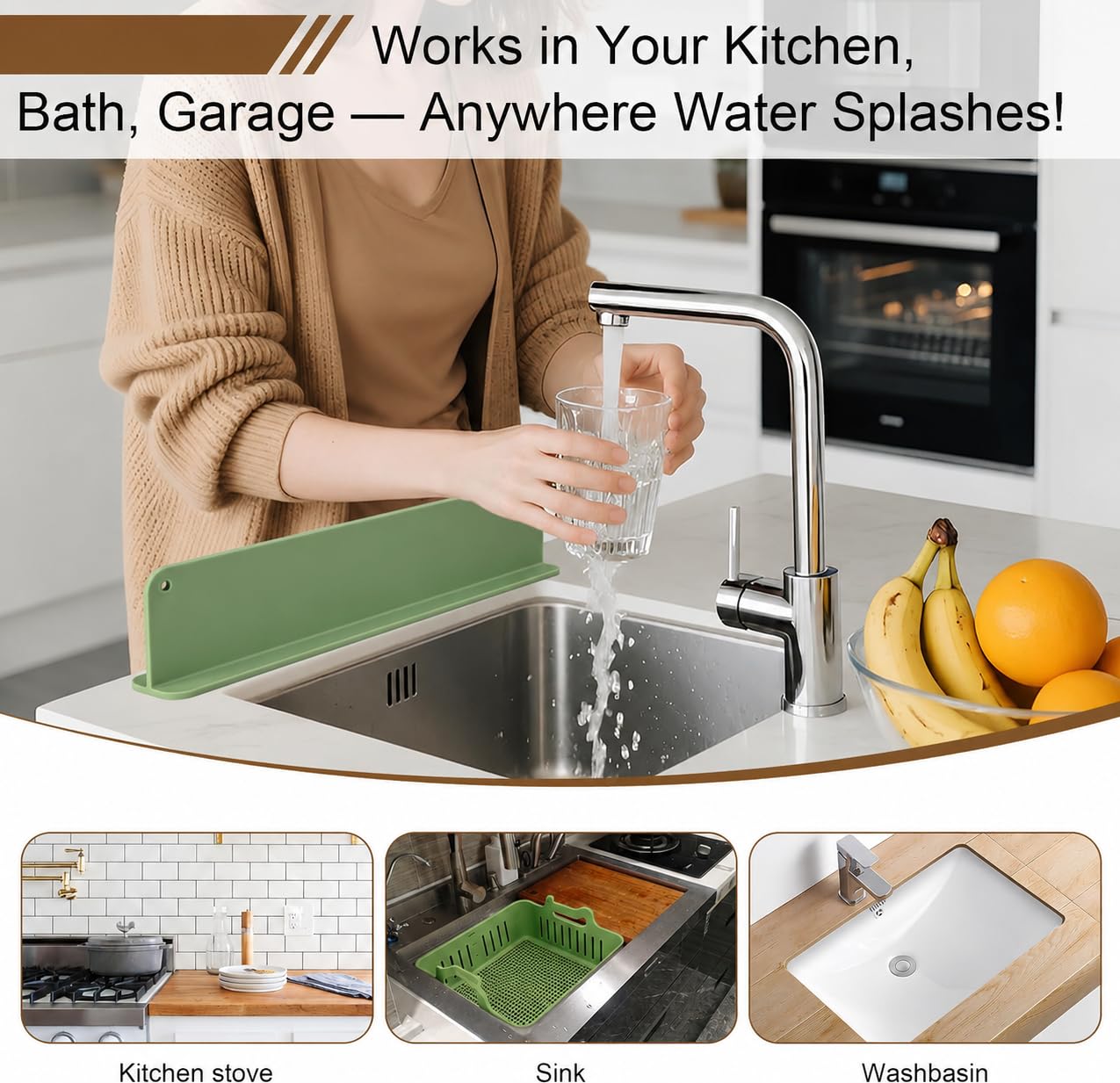 Sink Splash Guard | Flexible Silicone | Keeps Counters Dry & Clean ( pack of 2 ) buy 1 get 1 free