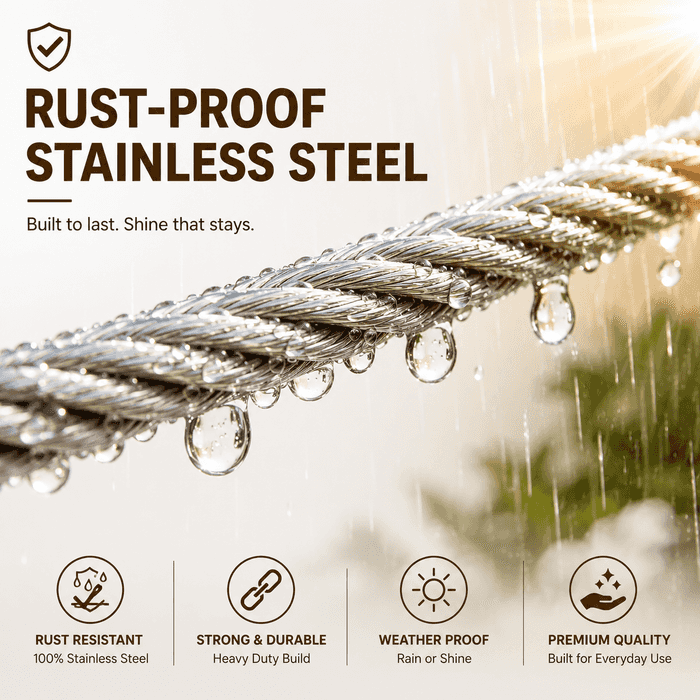 Multipurpose Heavy Duty Stainless Steel Clothes Drying Rope.