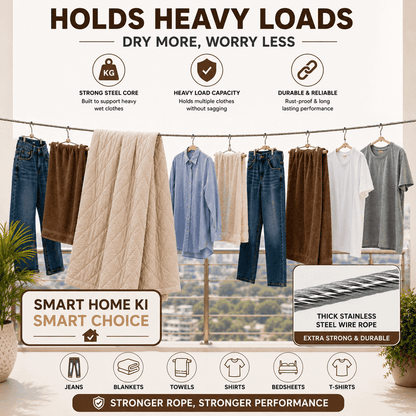 Multipurpose Heavy Duty Stainless Steel Clothes Drying Rope.