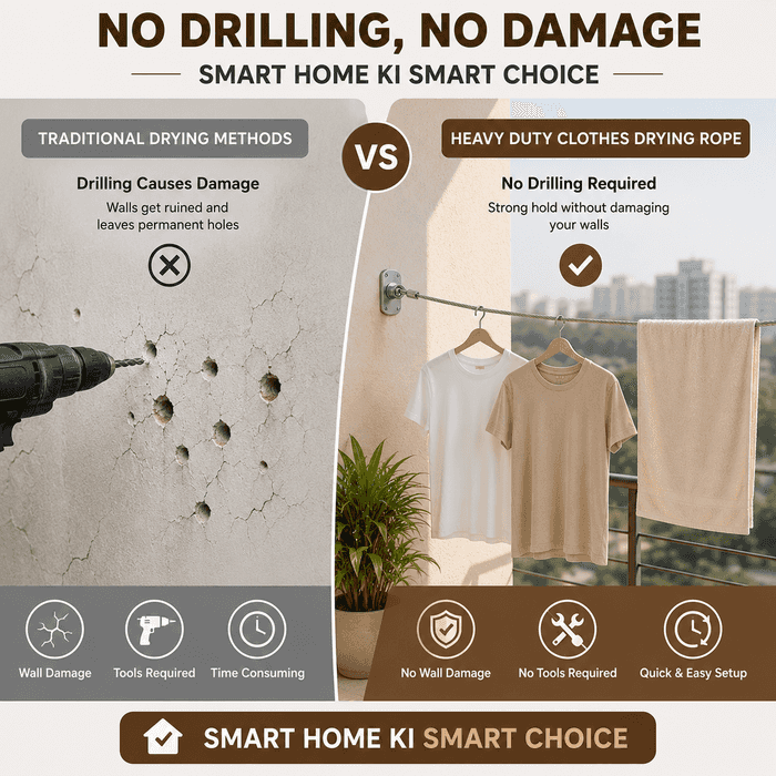 Multipurpose Heavy Duty Stainless Steel Clothes Drying Rope.