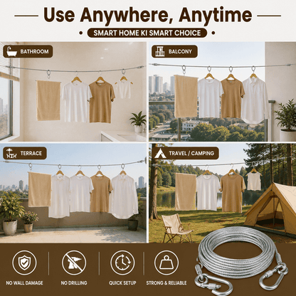 Multipurpose Heavy Duty Stainless Steel Clothes Drying Rope.