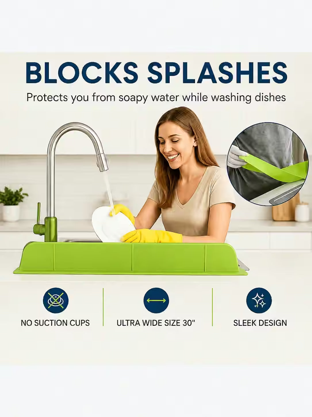 Sink Splash Guard | Flexible Silicone | Keeps Counters Dry & Clean ( Pack of 2 ) Buy 1 Get 1 Free
