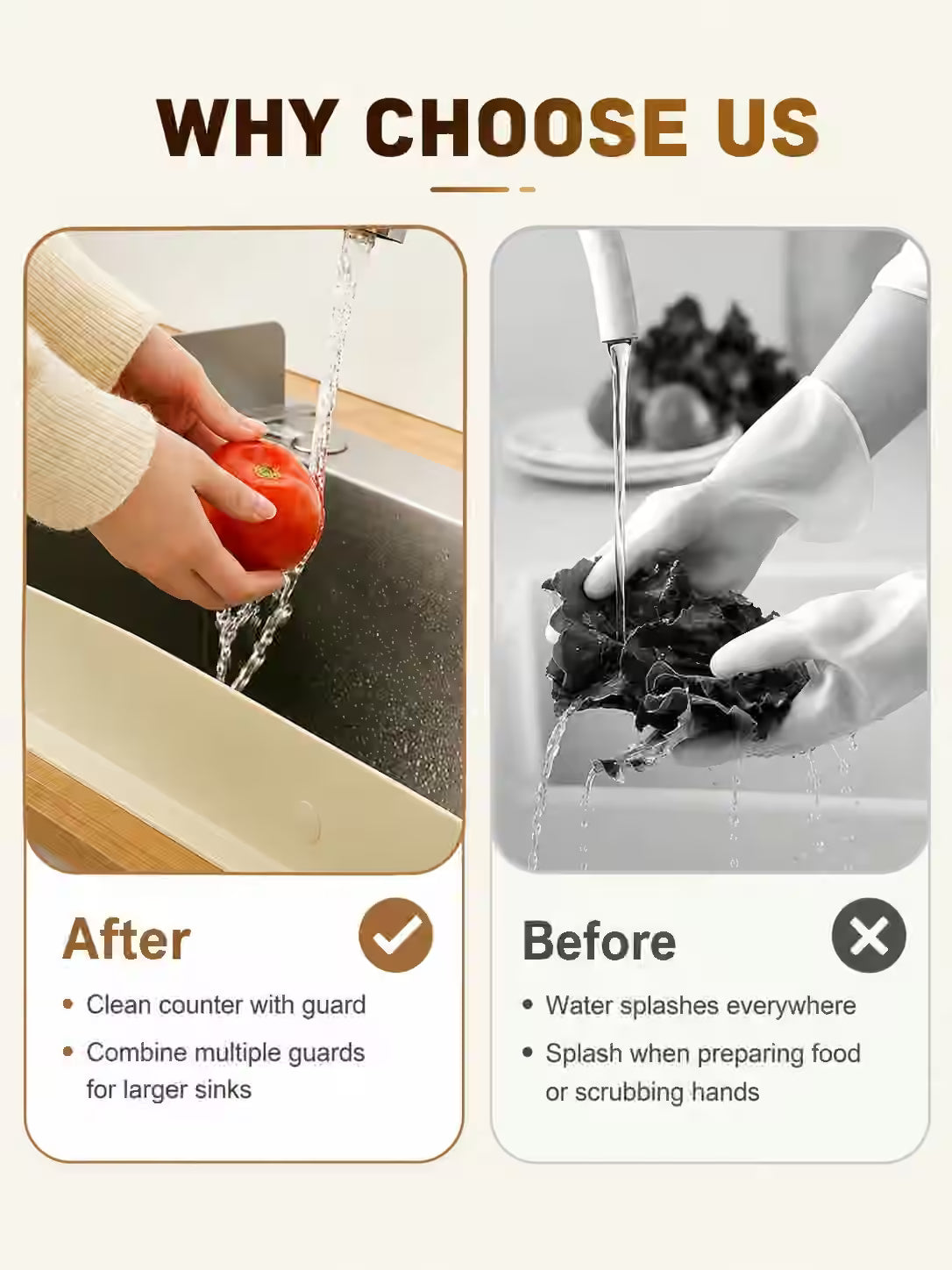 Sink Splash Guard | Flexible Silicone | Keeps Counters Dry & Clean ( Pack of 2 ) Buy 1 Get 1 Free