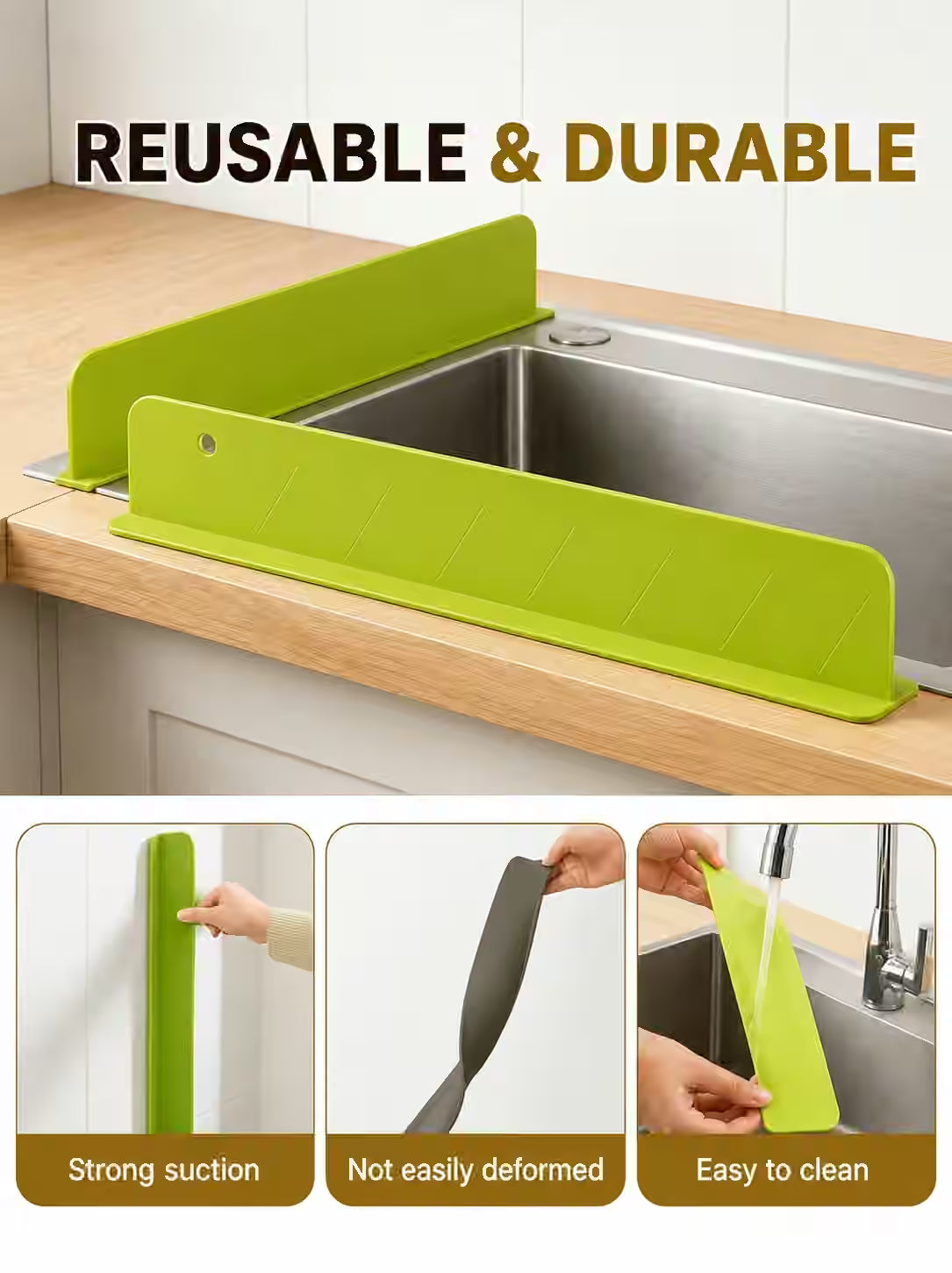 Sink Splash Guard | Flexible Silicone | Keeps Counters Dry & Clean ( Pack of 2 ) Buy 1 Get 1 Free